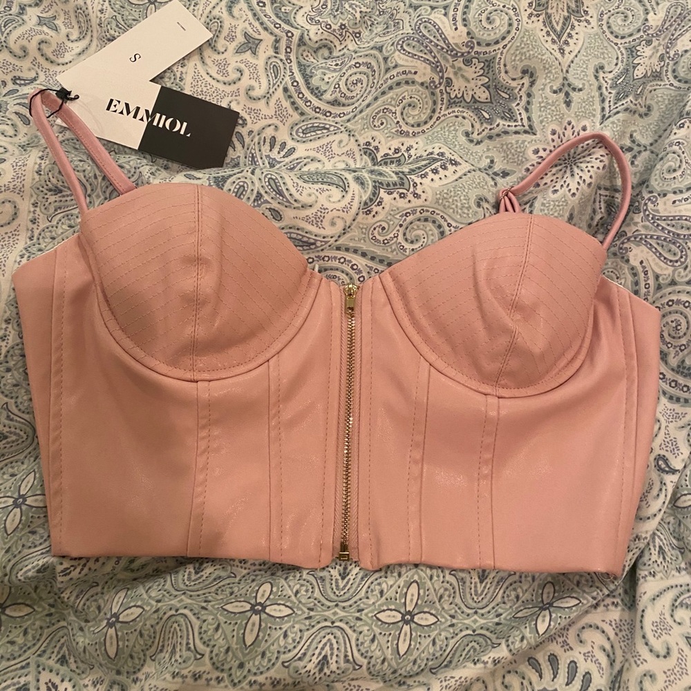 Emmiol Bustier Crop Top Light Pink Size S